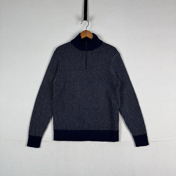 J. Crew Birdseye Quarter-Zip Sweater Merino Wool Navy Blue Men’s Size Medium