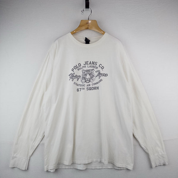 90’s Vtg Polo Jeans Ralph Lauren Flying Tigers Shirt Men's XL Long Sleeve