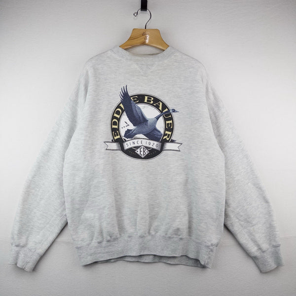 90’s Vtg Eddie Bauer Gray Sweatshirt Mens XL Goose Big Logo Outdoors Crewneck