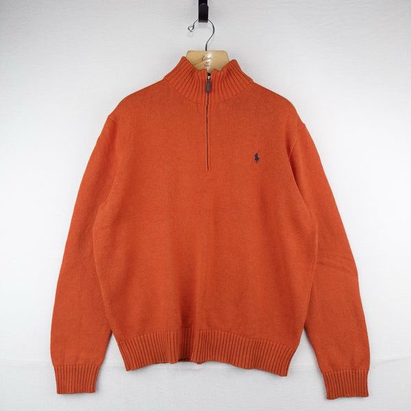 Polo Ralph Lauren Men’s XL Orange Cotton Quarter Zip Pullover Sweater