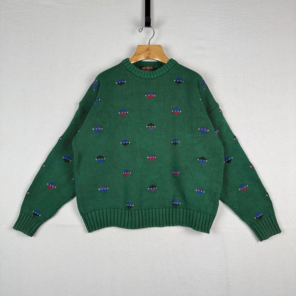 80’s 90’s Vintage Eddie Bauer Men’s L Knit Sweater Green Made In England