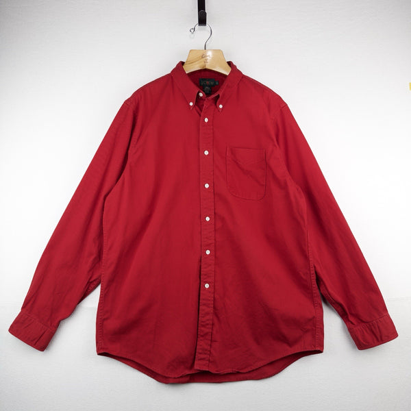 90’s Vtg J.Crew Oarsman Button Down Shirt Men’s XL Red Twill Long Sleeve USA