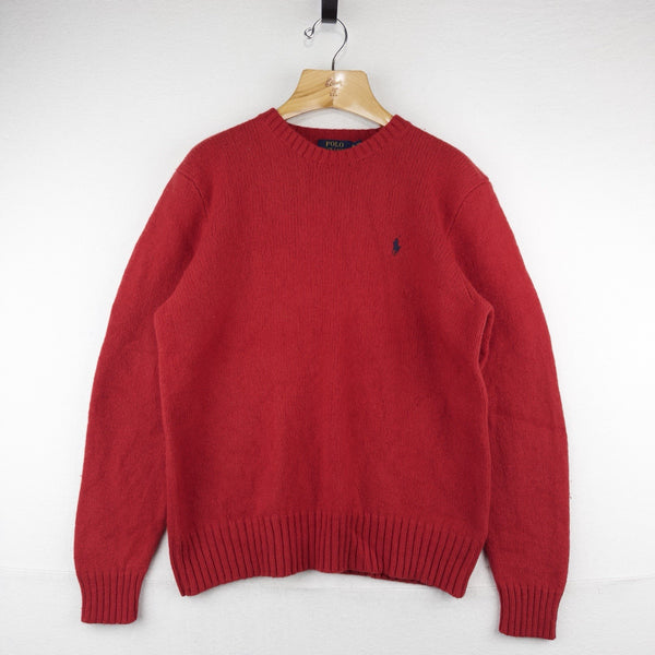 Polo Ralph Lauren Sweater Mens XL Merino Wool Angora Rabbit Hair Red Crew Neck