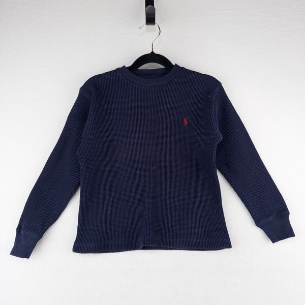 Polo Ralph Lauren Boys 6 Thermal Shirt Navy Blue Long Sleeve Waffle Knit