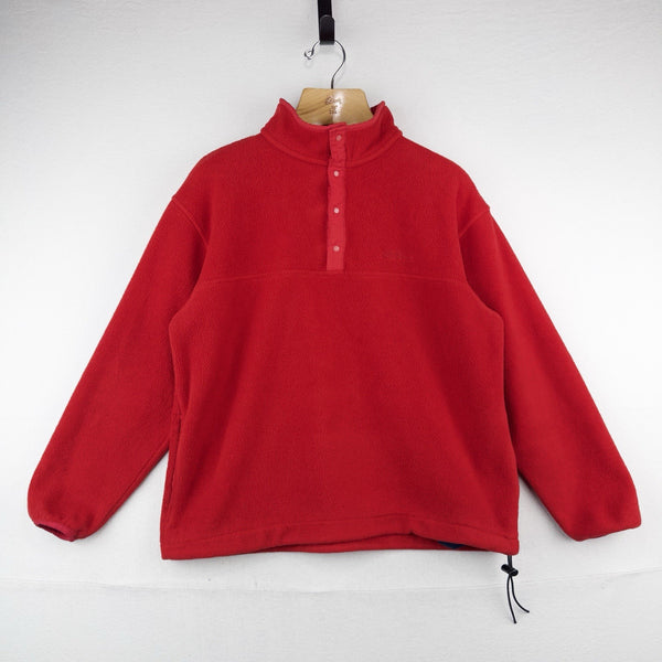 80’s Vtg LL Bean Snap Red Fleece Cursive Logo Pullover Men’s Medium (44) USA