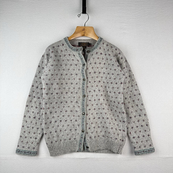 90’s Vtg Eddie Bauer Womens Small Wool Birds Eye Knit Cardigan Sweater *Read