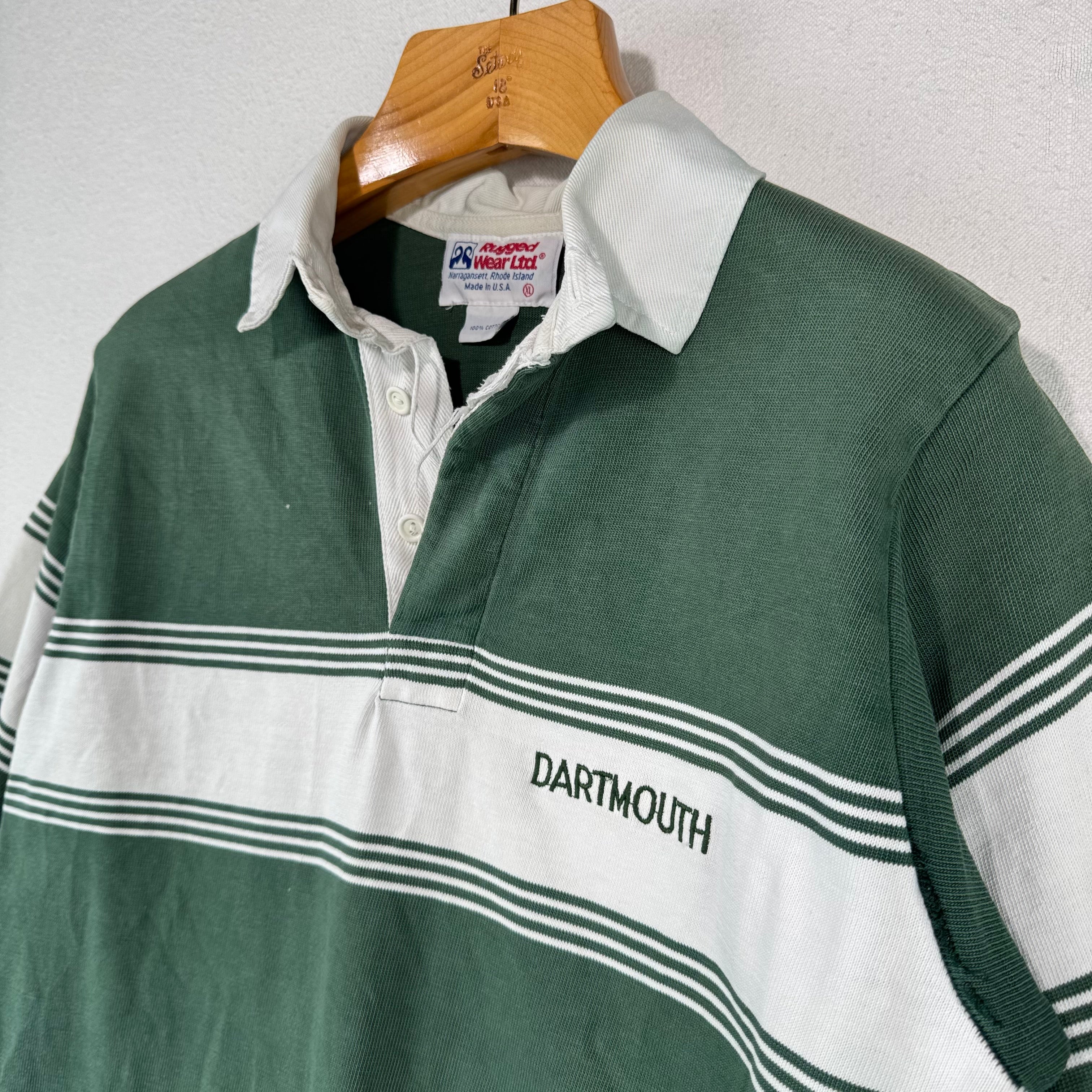 80’s Vtg Dartmouth College Rugged Wear Rugby Shirt Men’s XL Cotton Made in USA