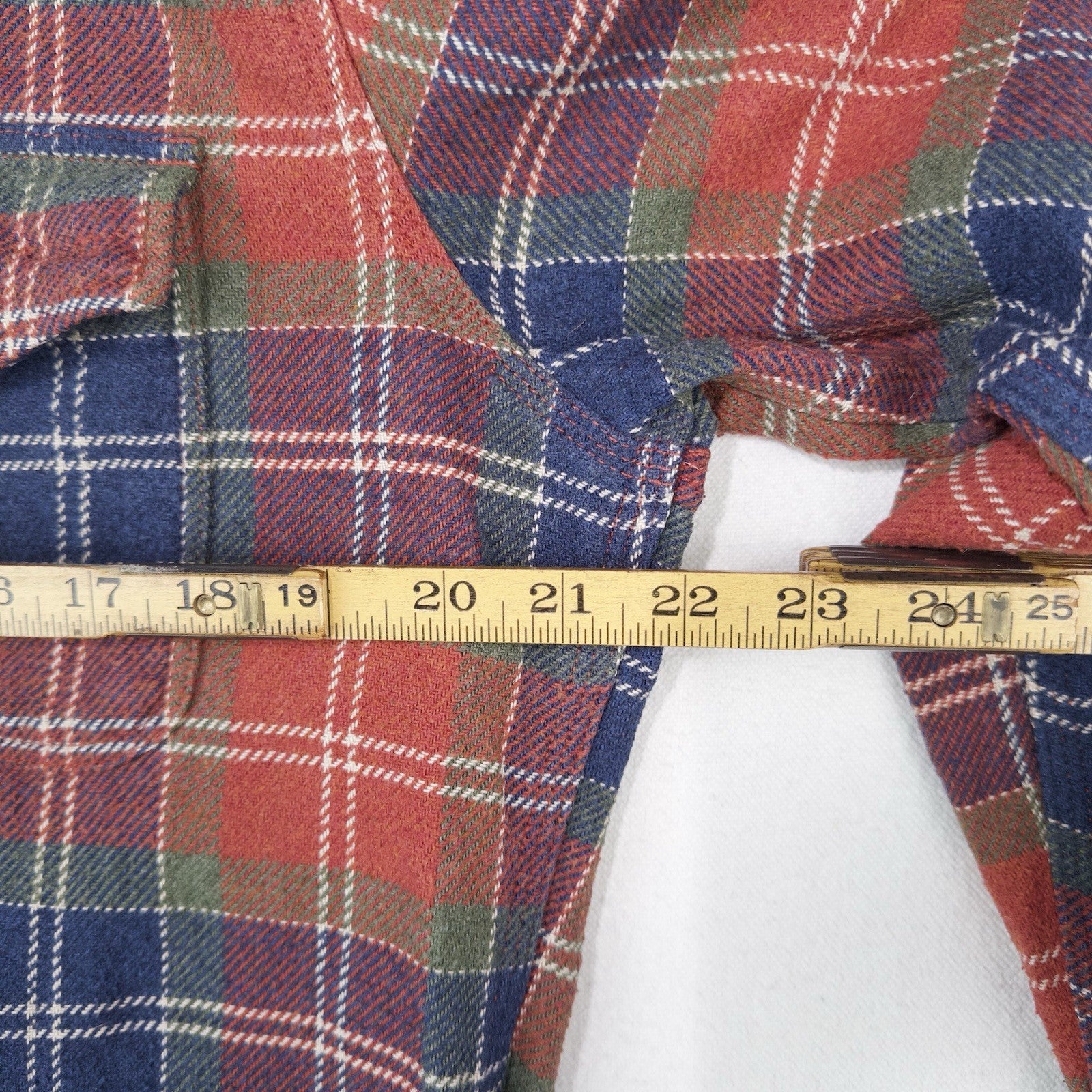Wallace & Barnes Shirt Mens Large Blue Orange Heavyweight Flannel J Crew Plaid