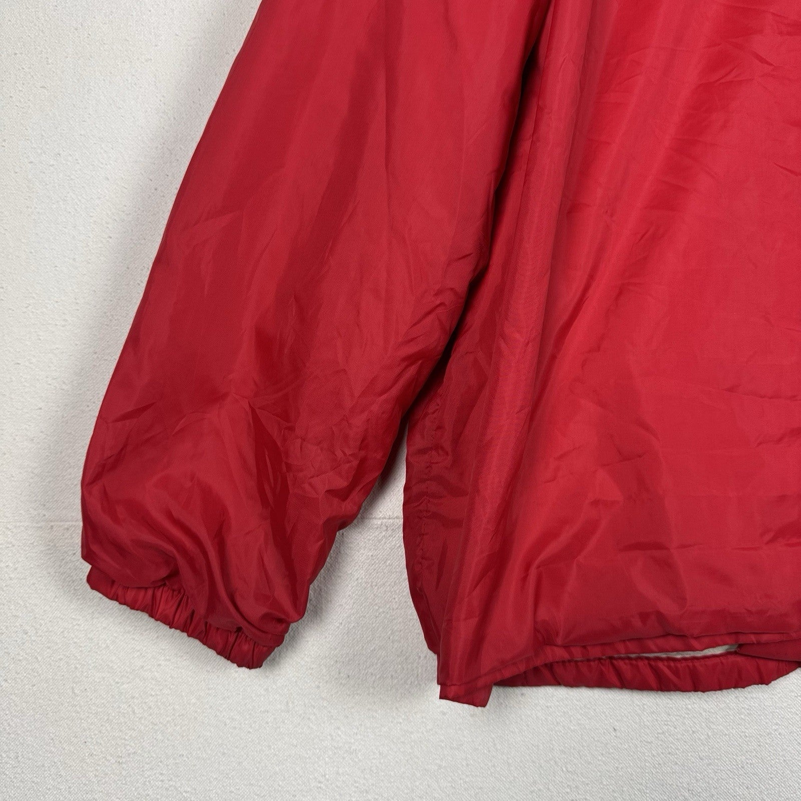Vintage Mentor High School Snap Button Up Coach Jacket Nylon Red White Large