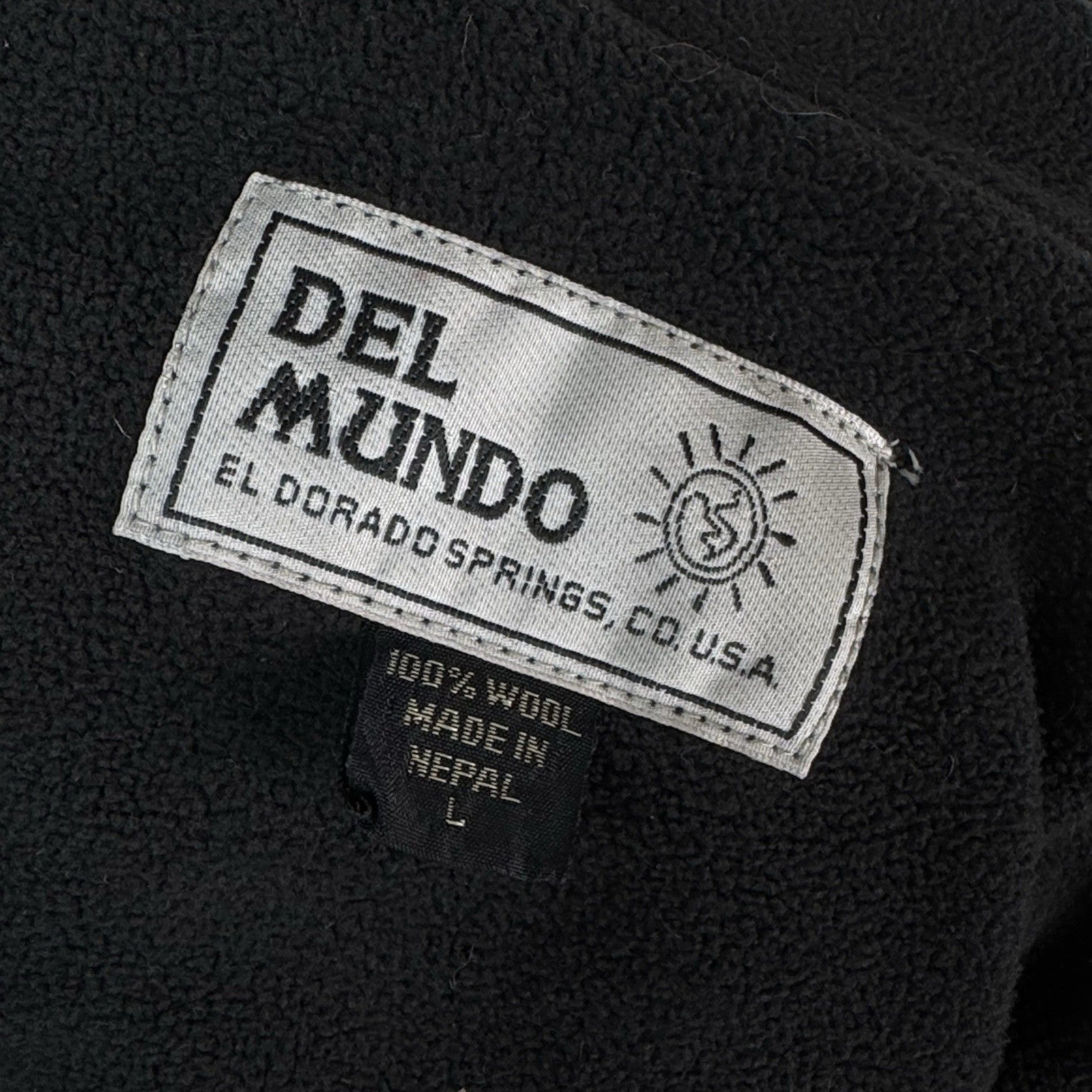 Nepal 100% Wool Jacket Detachable Hood Brown Red Full Zip Flannel Lined Sz L USA