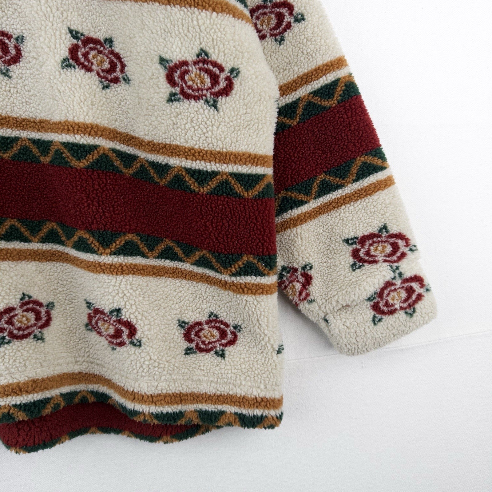 90’s Fleece 1/4 Zip Scuba Hoodie Women’s Large Southwestern Desert Rose Express