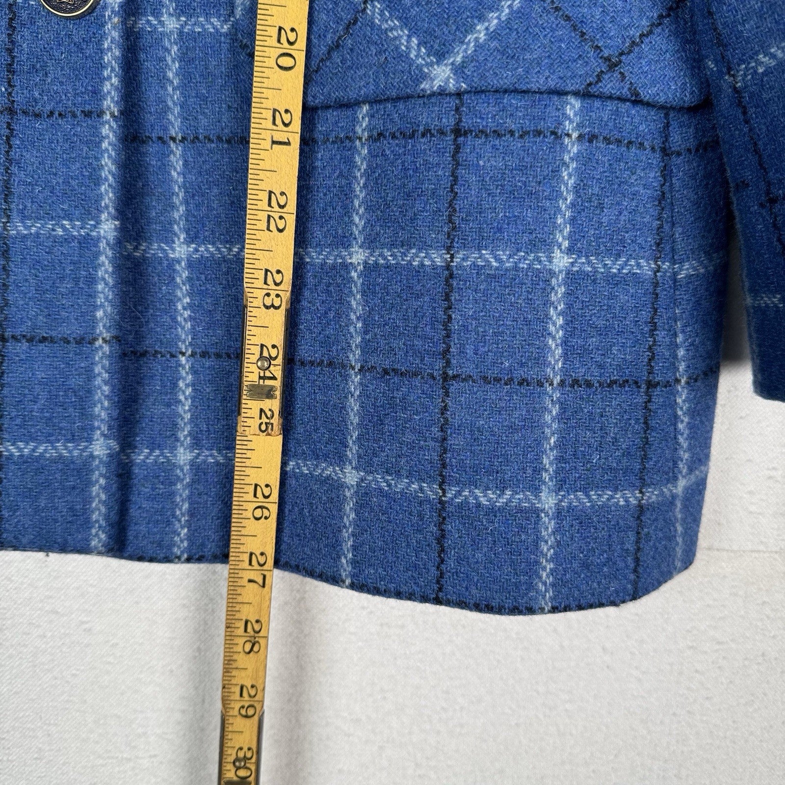 Tinta & Bariloche Andes Women’s L (42) Double Breasted Wool Blue Plaid Blazer