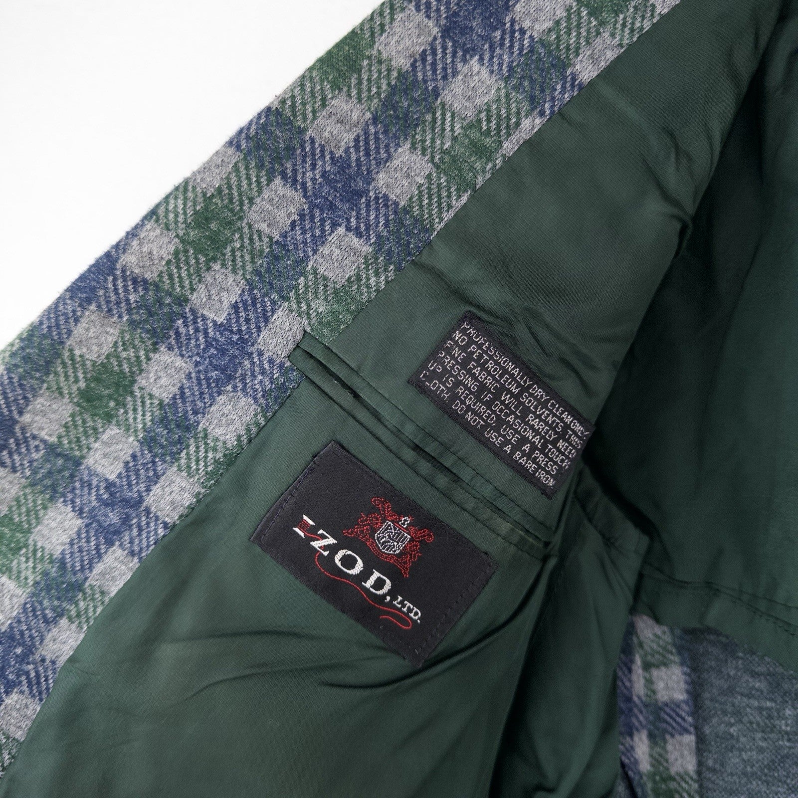 70’s Vtg Izod Tartan Plaid Wool Sport Coat Blazer Jacket 40R Blue Green USA