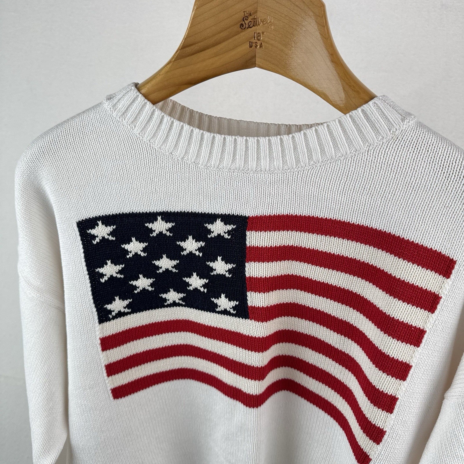 American Flag Crewneck Knit Sweater Women’s Medium Tall Old Navy