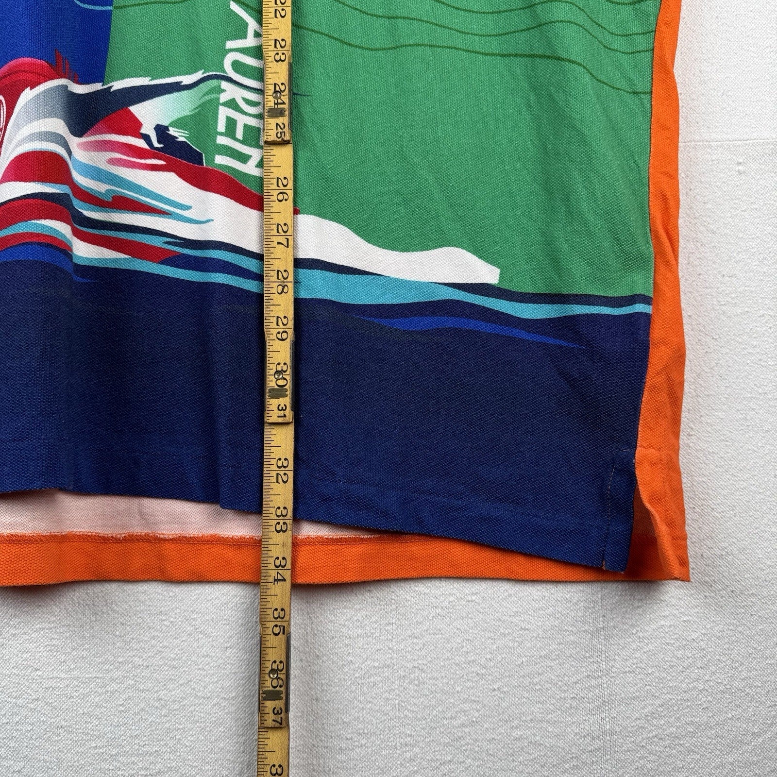 Polo Ralph Lauren Polo Speedboat  Men 4XB Orange Mesh Graphic Polo Shirt