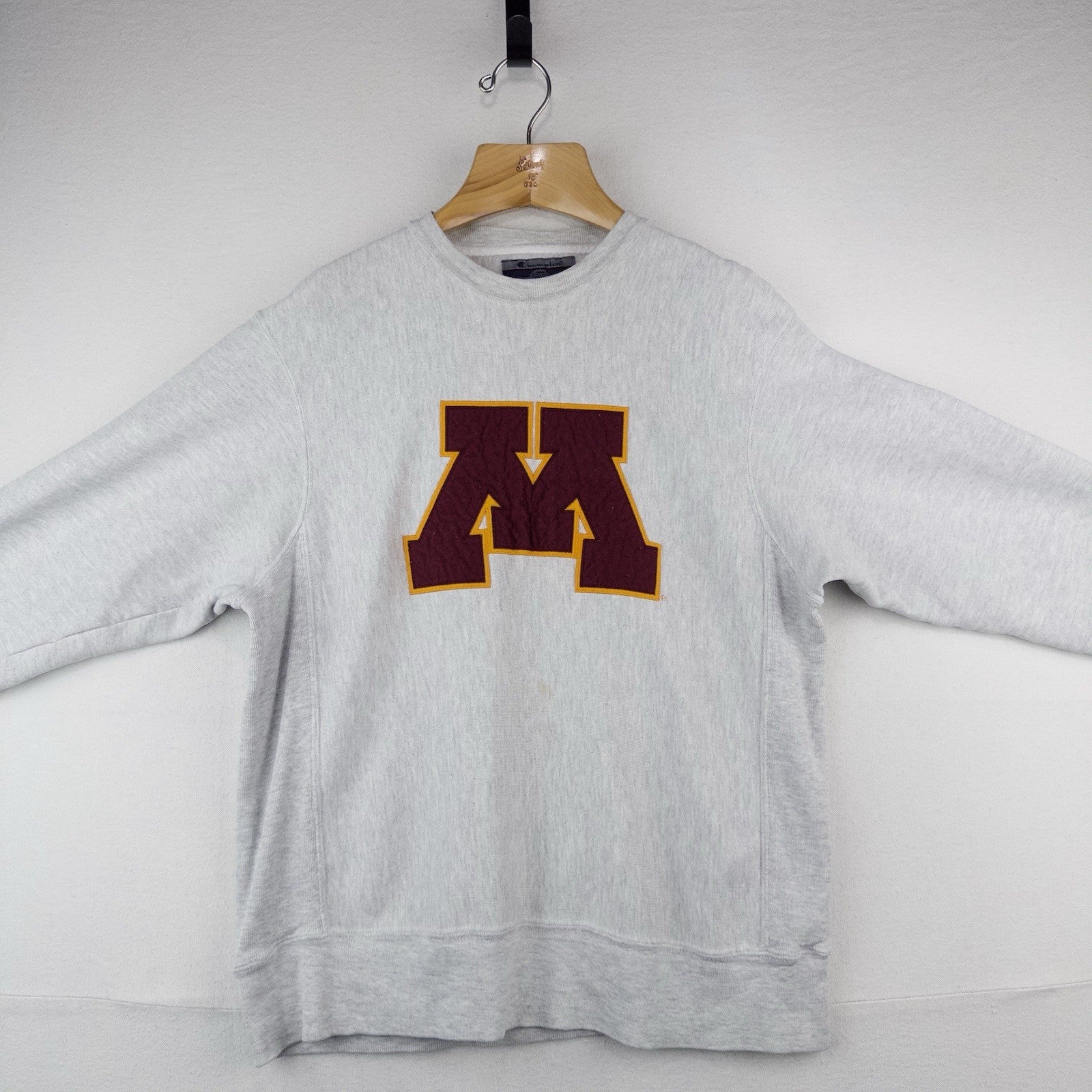 90’s Vtg Champion University Of Minnesota Reverse Weave Gray Crew Sweatshirt M