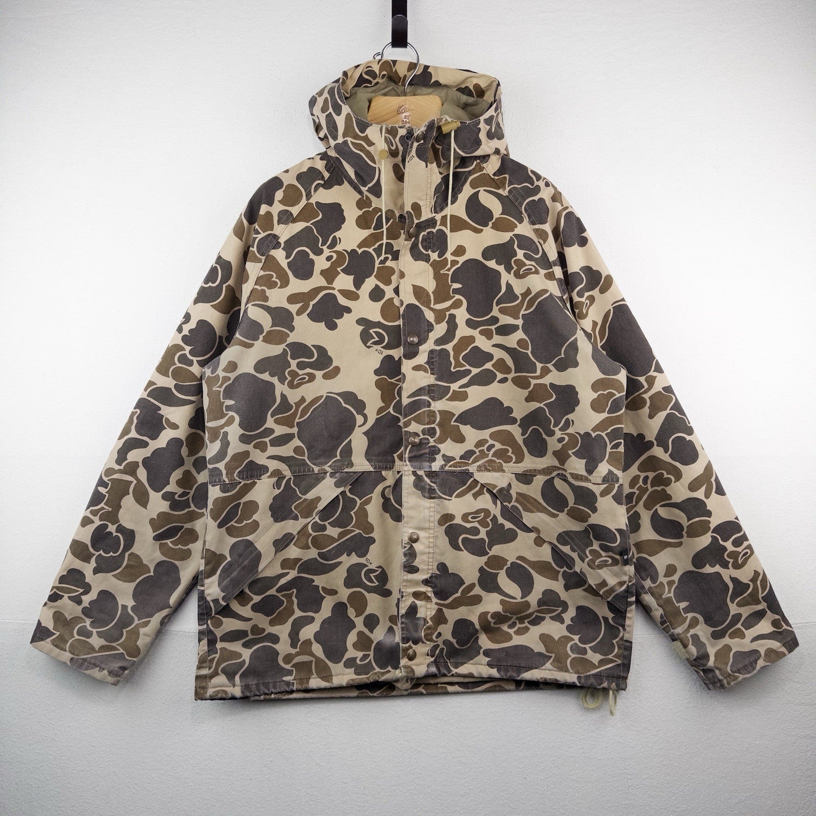 80’s Vtg 10X Goretex Duck Camo Jacket Mens Large Full Zip Hunting With Hood USA