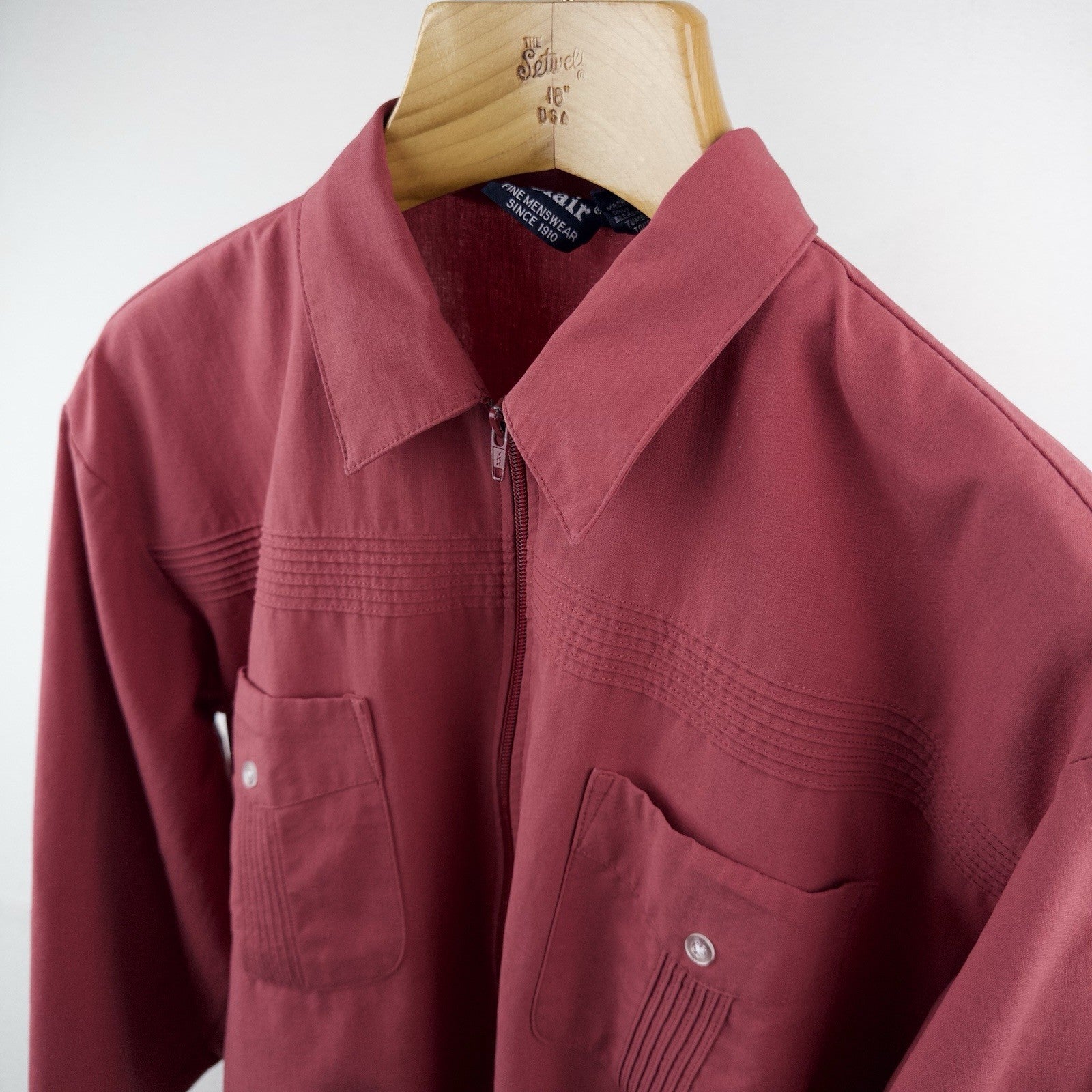 70’s Vtg John Blair Men’s Large Dusty Red Full Zip Bomber Over-shirt Jacket
