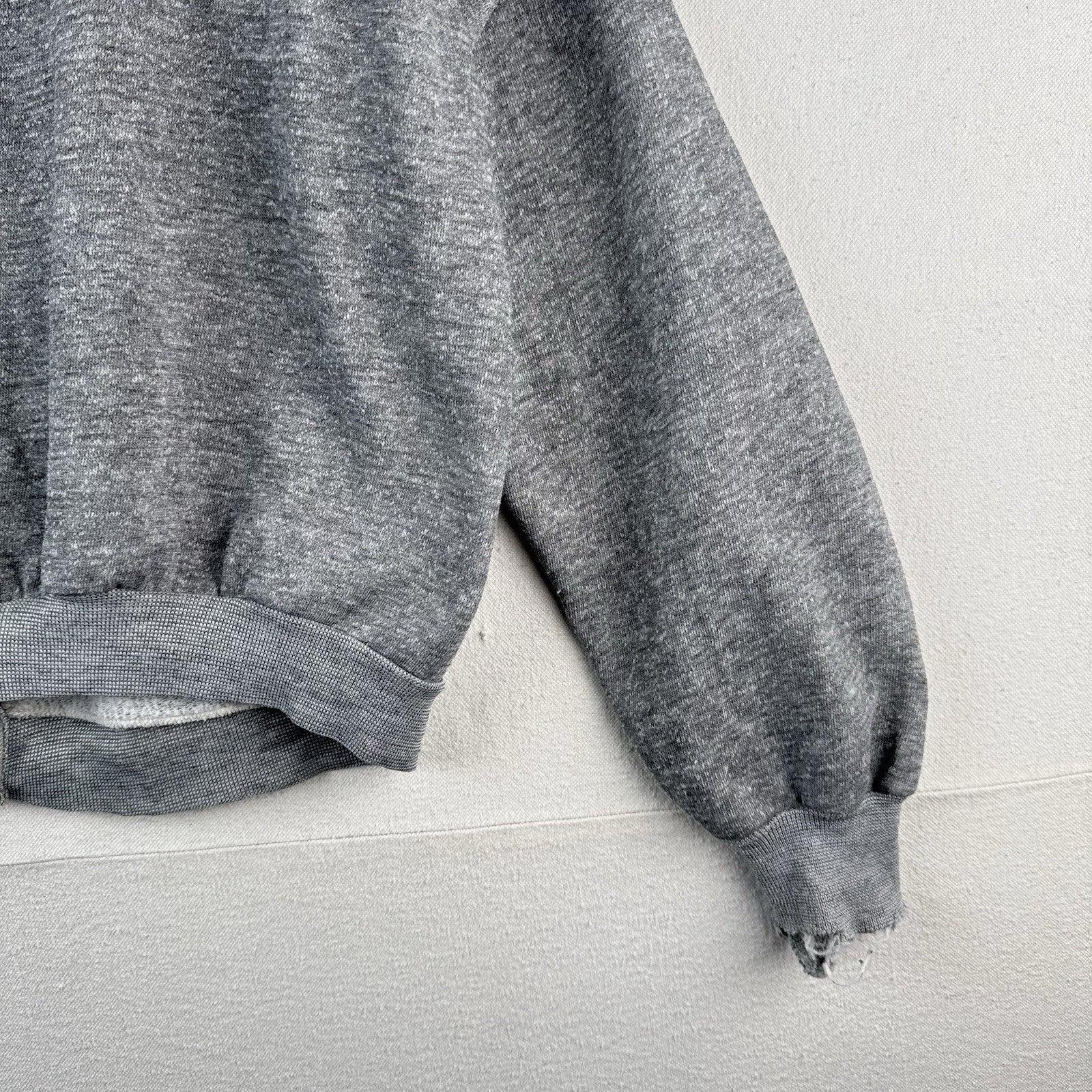 70’s Vintage Heather Gray Mens XL 46-48 Full Zip Hoodie Made In USA *Distressed