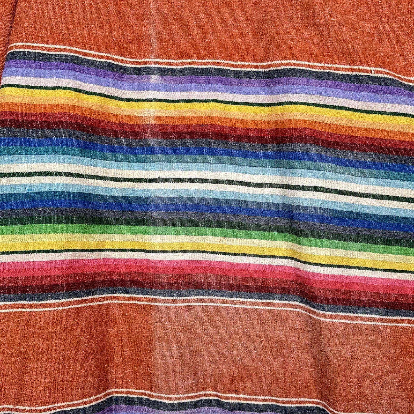 Vintage Handwoven Mexican Serape Blanket Poncho Length: 42” Sleeve: 25”