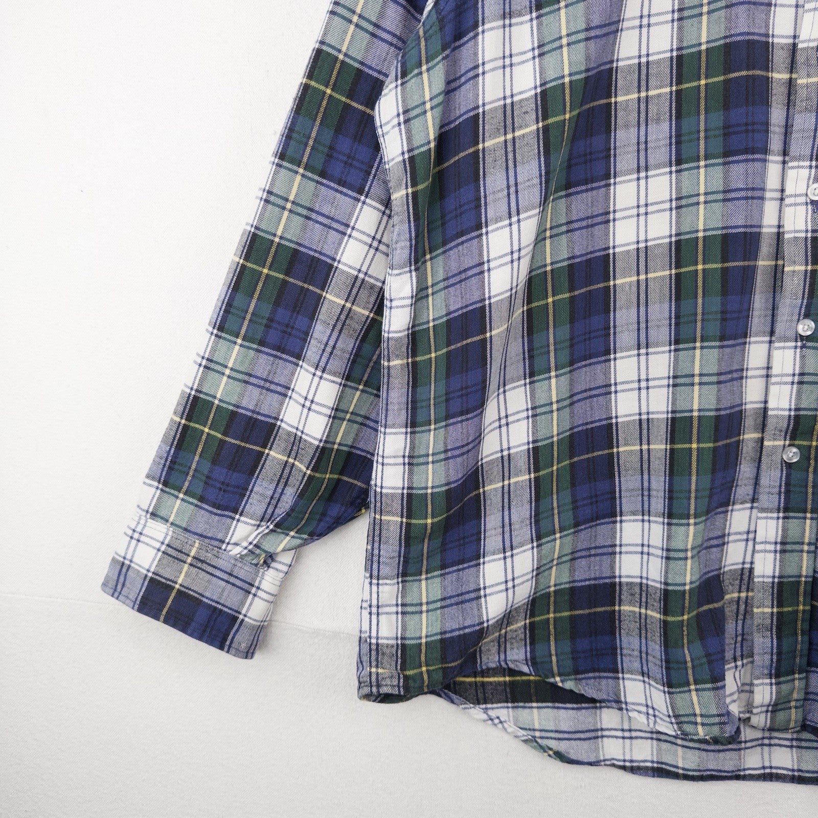 80’s Vtg LL Bean Mens XL Blue Green Scotch Plaid Flannel Shirt USA *Distressed