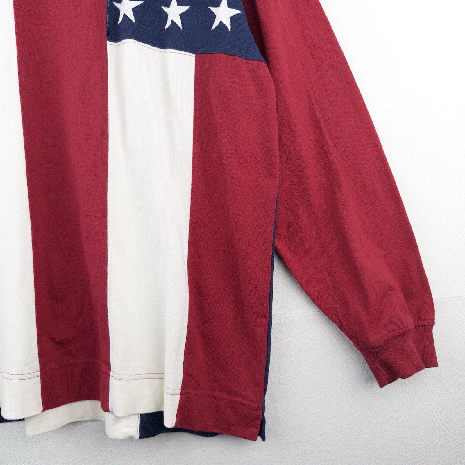 90s Vtg Tommy Hilfiger Rugby Polo Shirt Stars Stripes USA American Flag XL