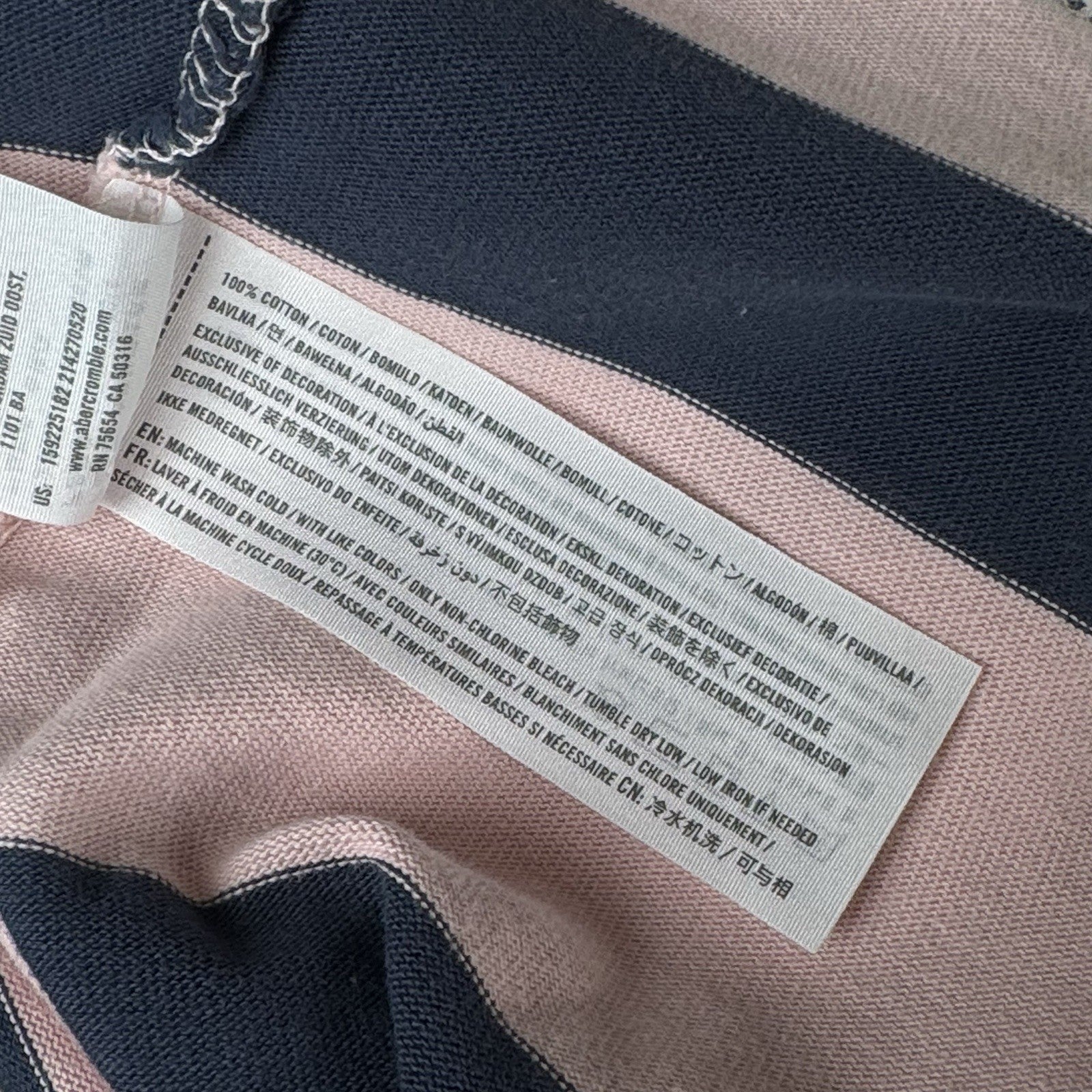 Abercrombie & Fitch Rugby Dress Woman’s Medium Blue Pink Stripe 3/4 Sleeve
