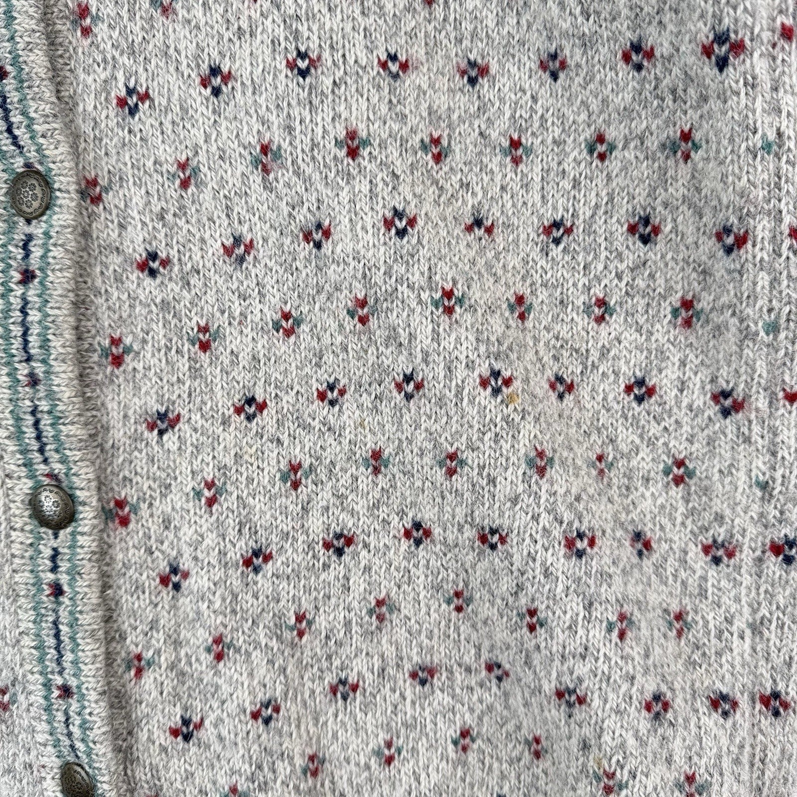 90’s Vtg Eddie Bauer Womens Small Wool Birds Eye Knit Cardigan Sweater *Read