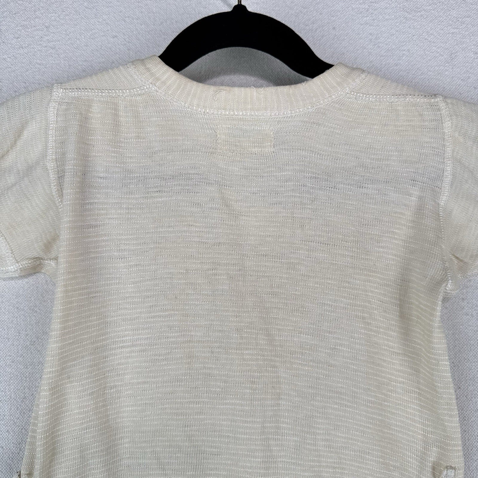 40’s Vtg Pilgrim Downy-Baks 3T-4T Button Up Short Sleeve Cream Undershirt *Read