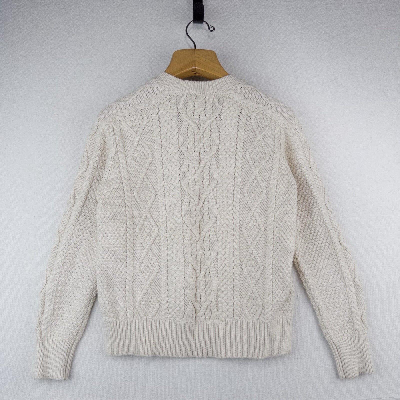 Polo Ralph Lauren Cream Cable Knit Fisherman's Sweater Women’s XS Side Vents