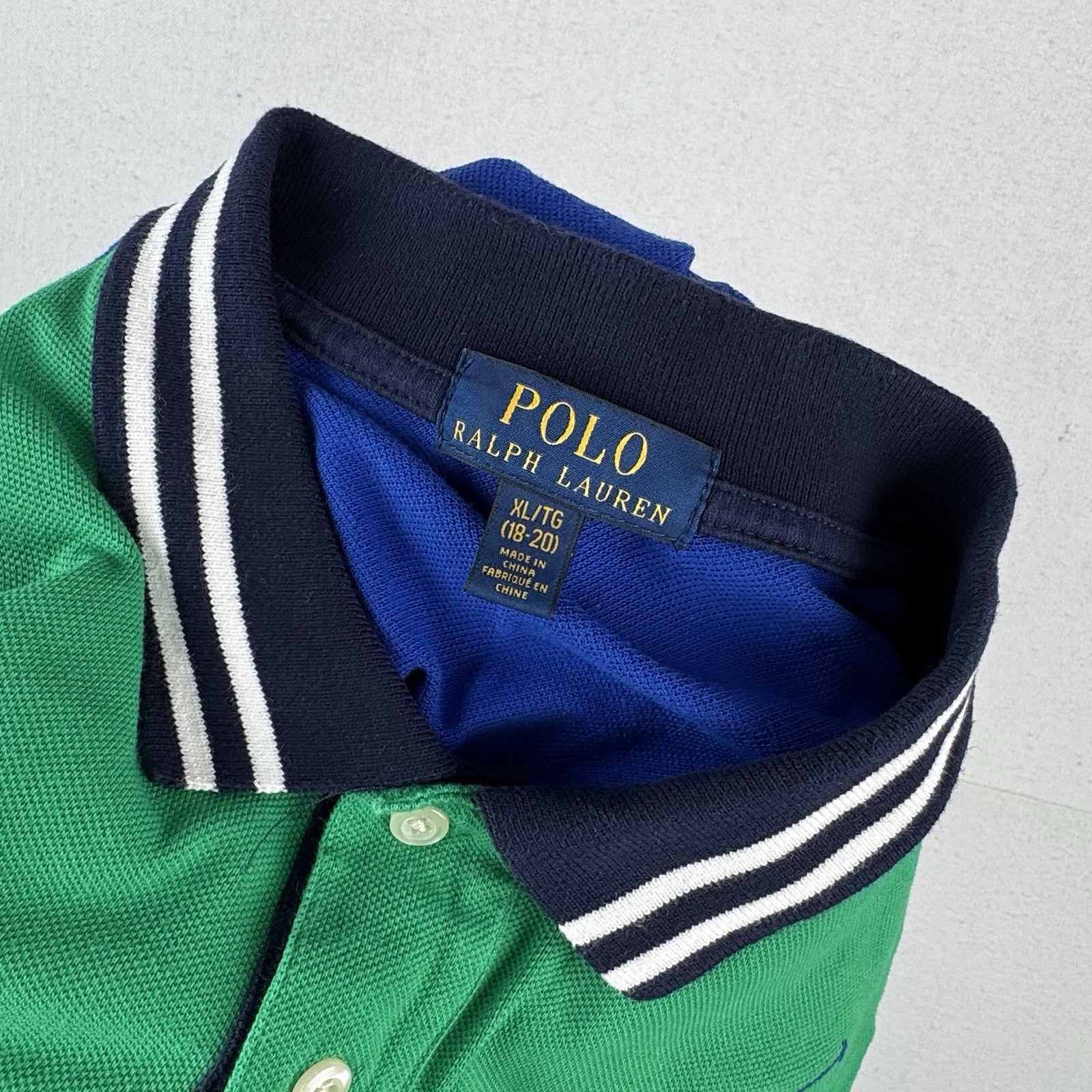 Polo Ralph Lauren Big Pony Mesh Boy's XL 18-20 Shirt Green Blue *Read