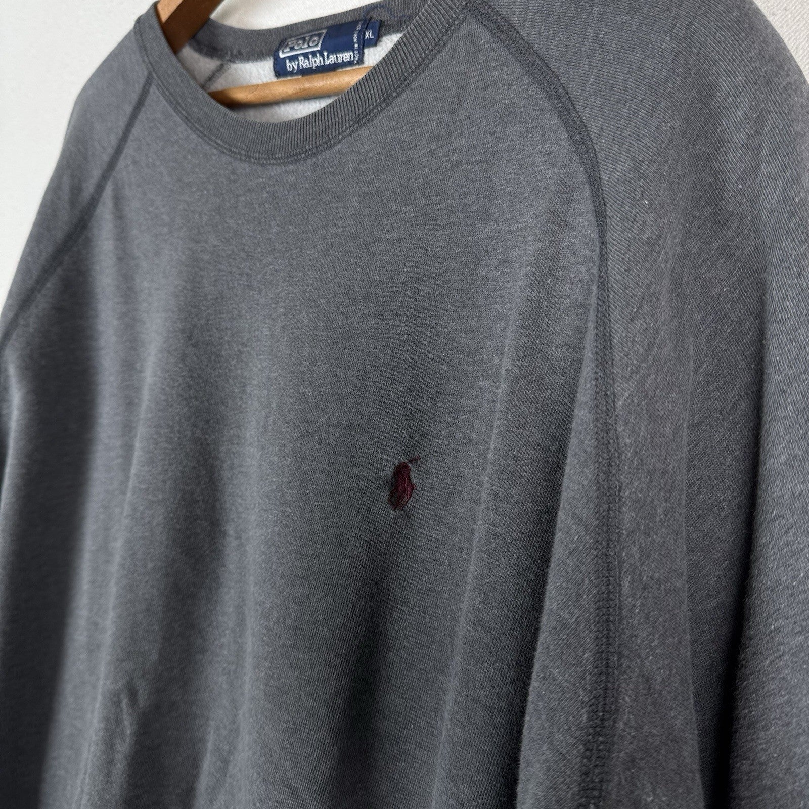 Vintage 90s Ralph Lauren Mens Medium Faded Crewneck Sweatshirt Heather Gray