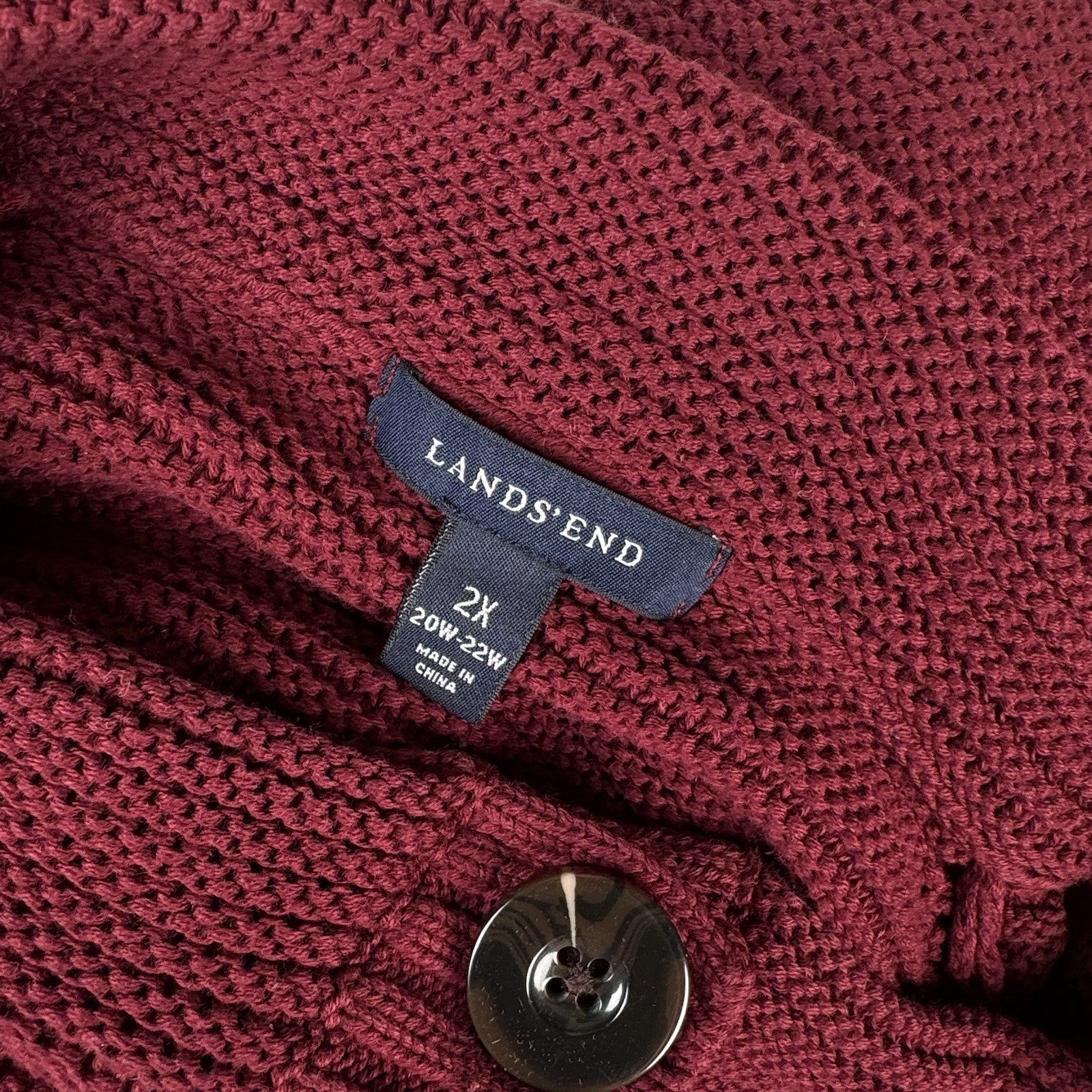 Lands’ End Cardigan Poncho Sweater Collar Women's 20-22 Bell Sleeves Maroon Red