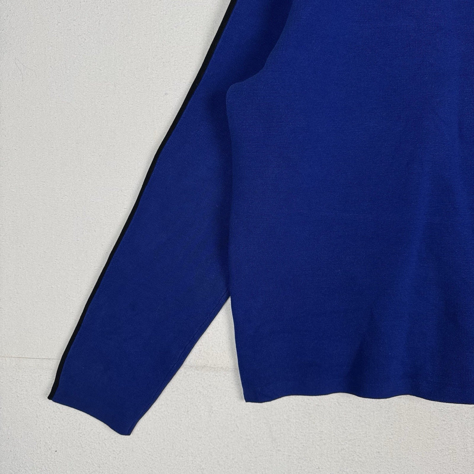 Vintage Polo Ralph Lauren Sweater Mens 2XL Royal Blue Black 1/4 Zip Knit Preppy