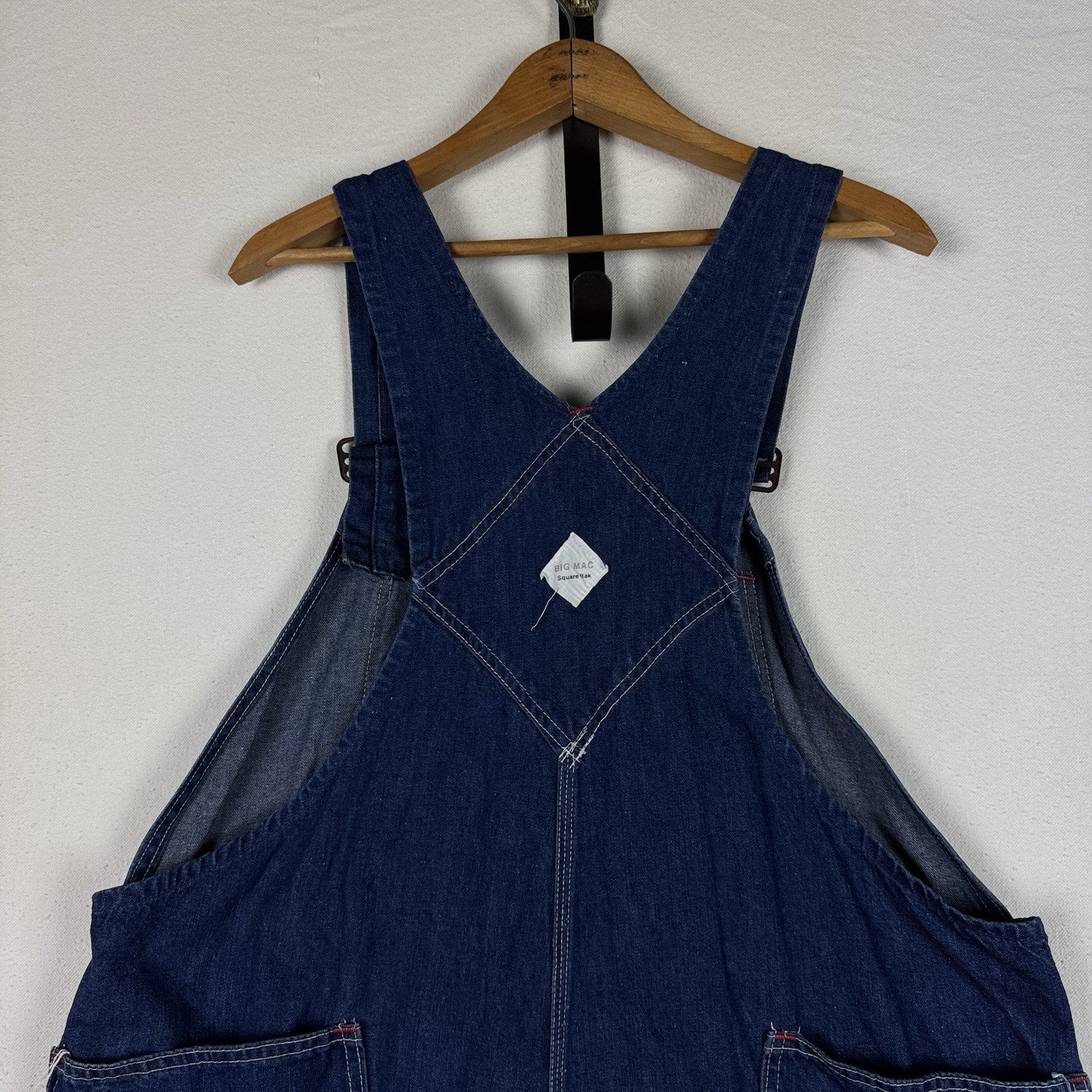 Vintage 60s Big Mac 42x28* Distressed Square Bak Wide Leg Denim Overalls USA