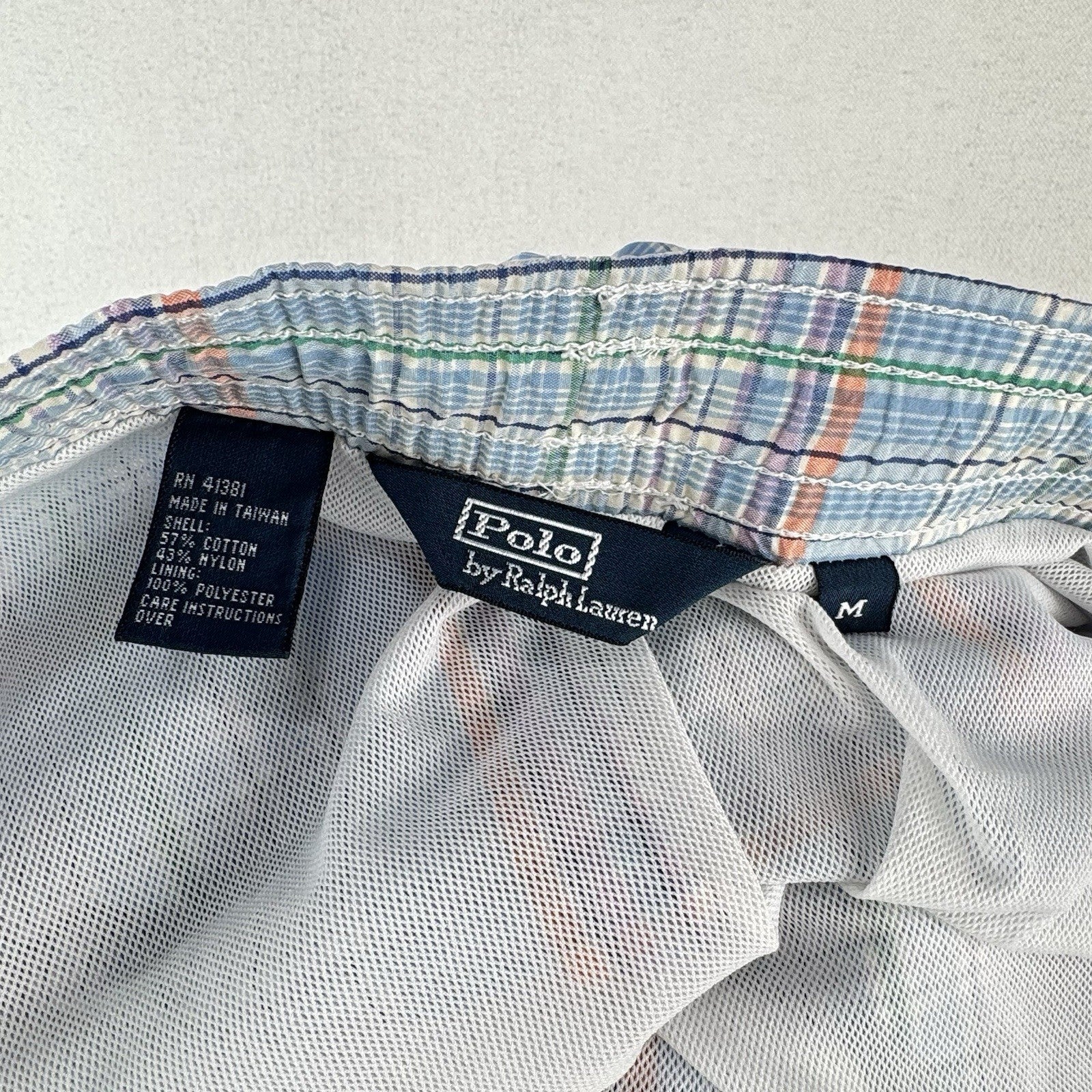 Vtg Polo Ralph Lauren Board Shorts Men’s M Plaid Multicolor Swim Trunks 5”