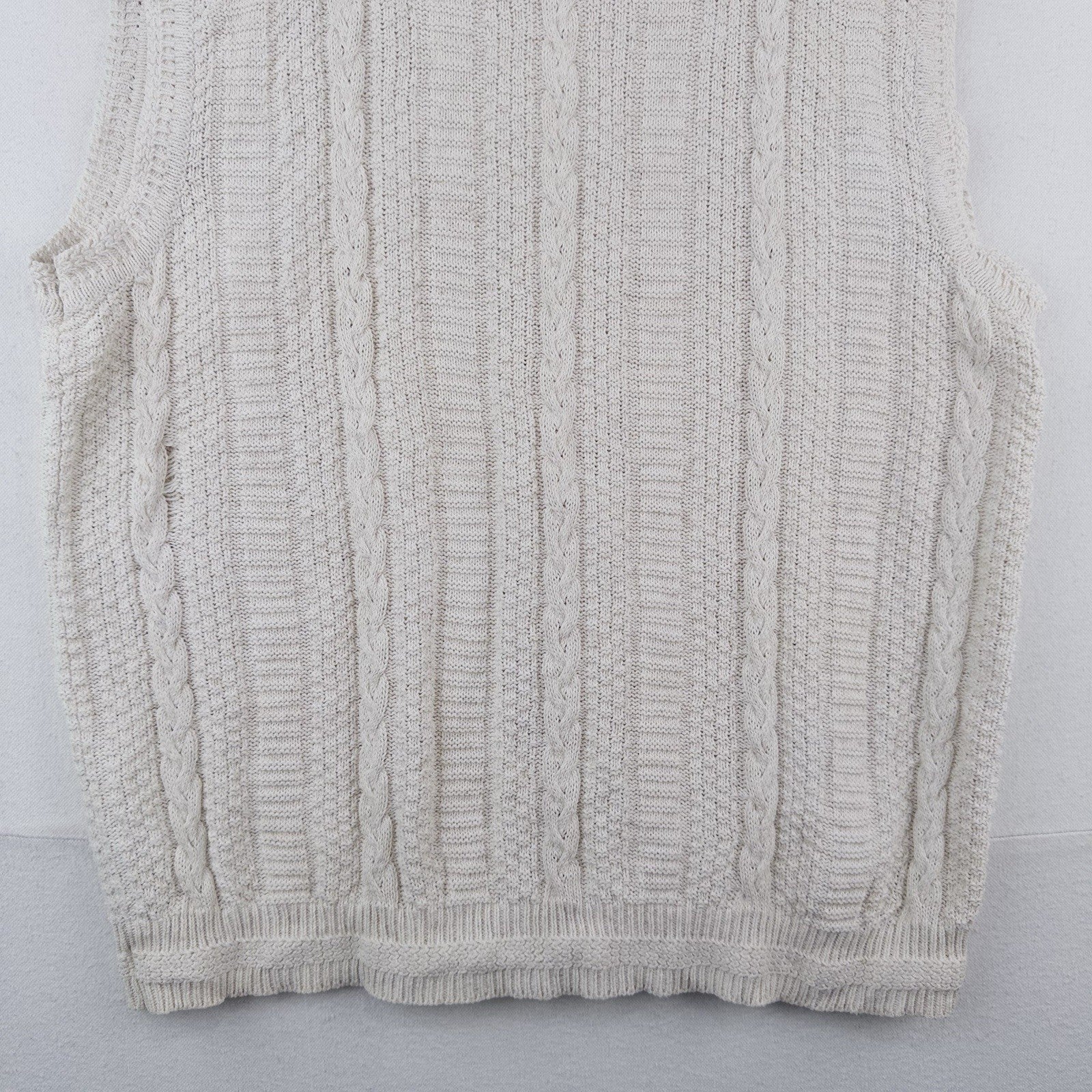 90’s Vtg Izod Cable Knit Vest Men’s XL Beige Fisherman Made In The USA