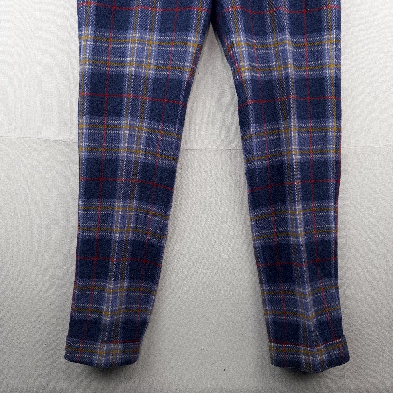 Valentini Bergdorf Goodman Blue Tartan Plaid Wool Trousers Men’s 30x33 Pants 50
