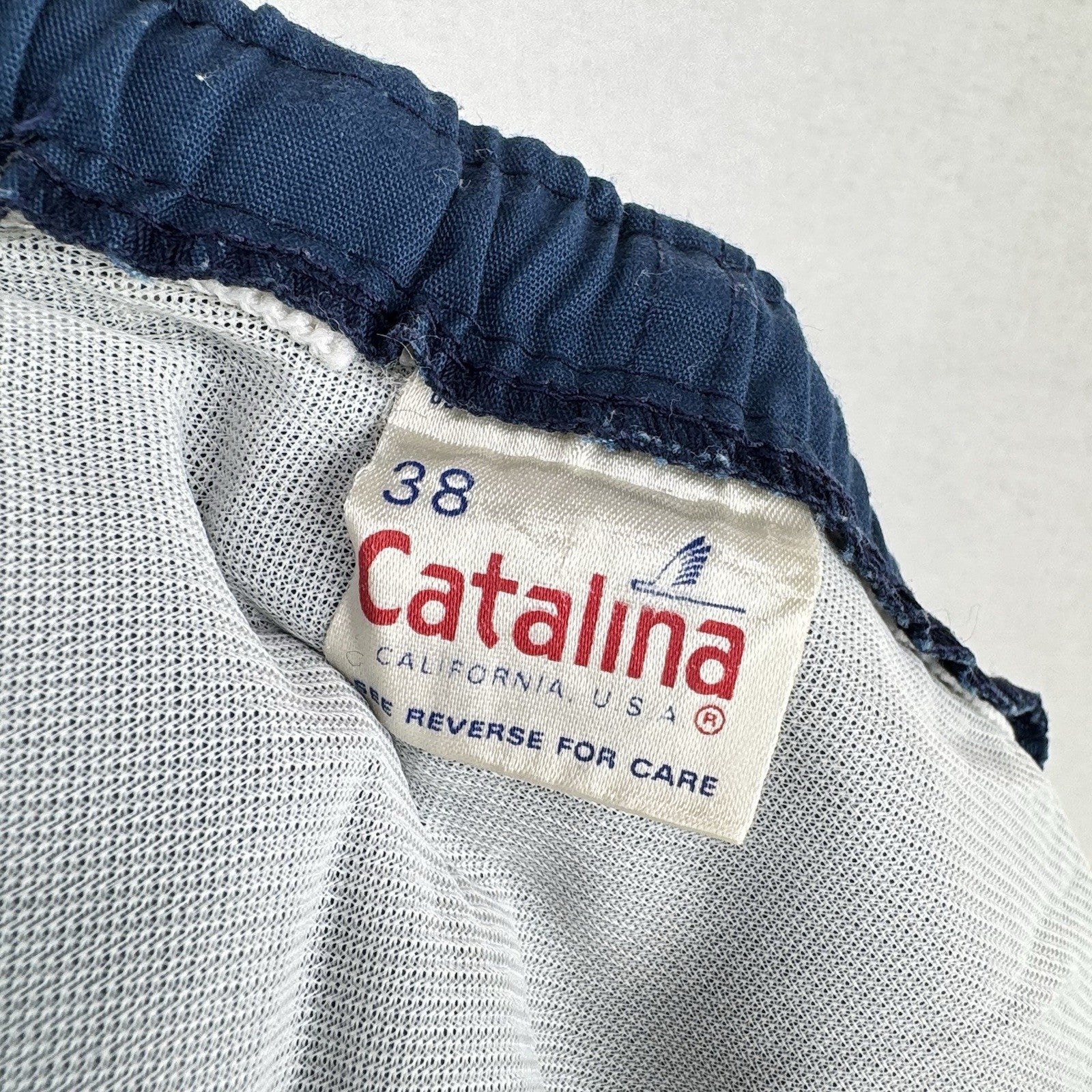 60’s Vintage Catalina Men's 38 Blue Swim Shorts 2” Made In California USA