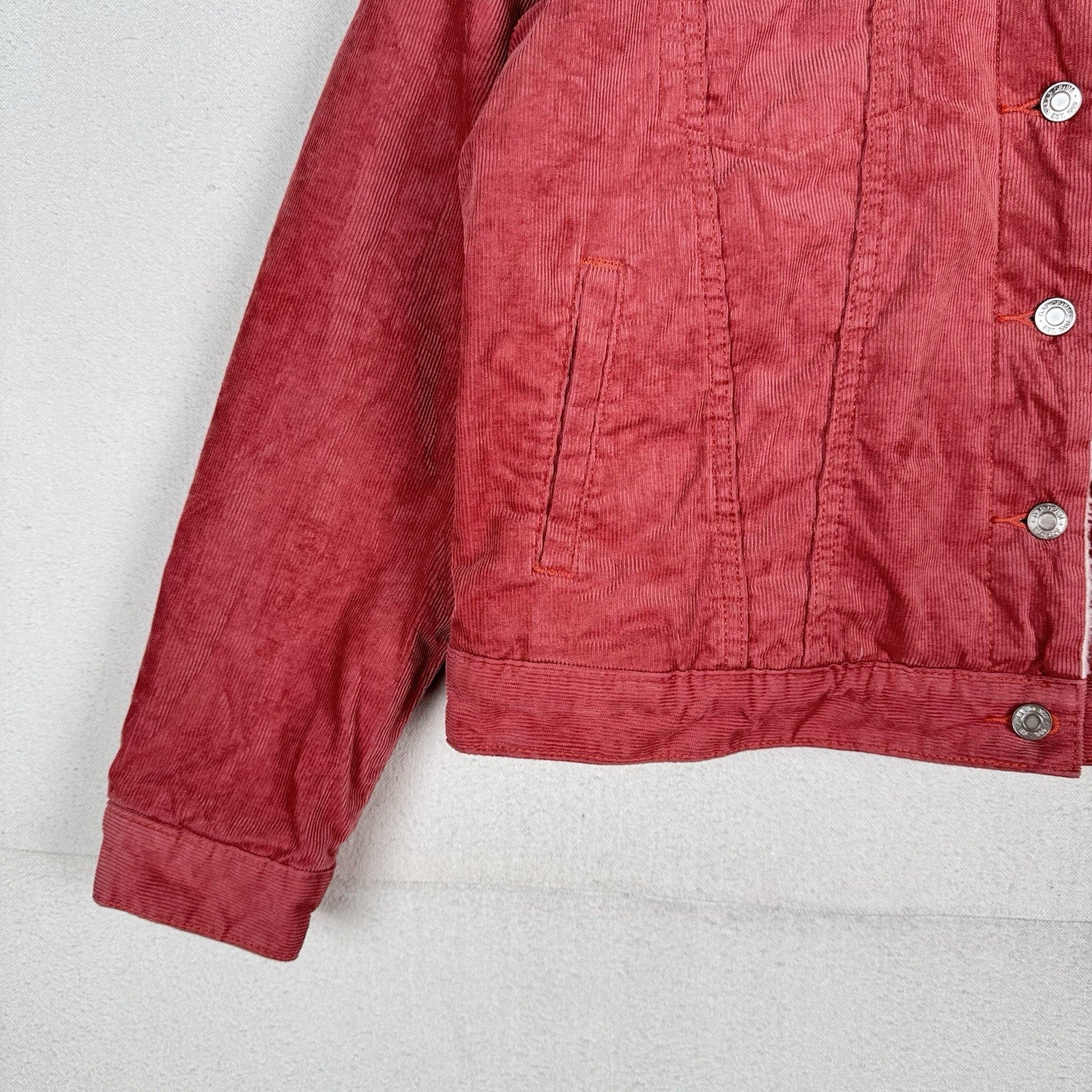 Gap Denim Icon Sherpa Lined Corduroy Jacket Dusty Rose Trucker Boxy Large