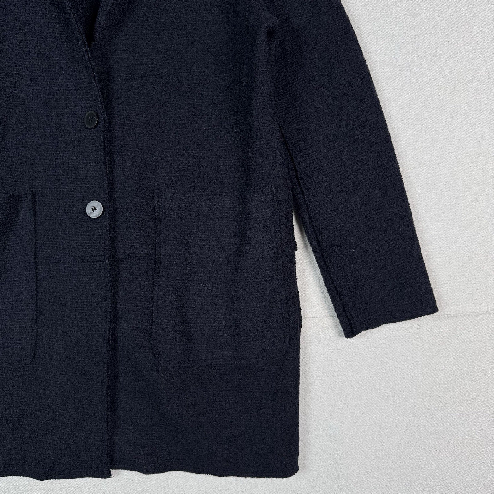 Zara Wool Longline Navy Blue Car Coat Overcoat Cardigan Women’s Size M