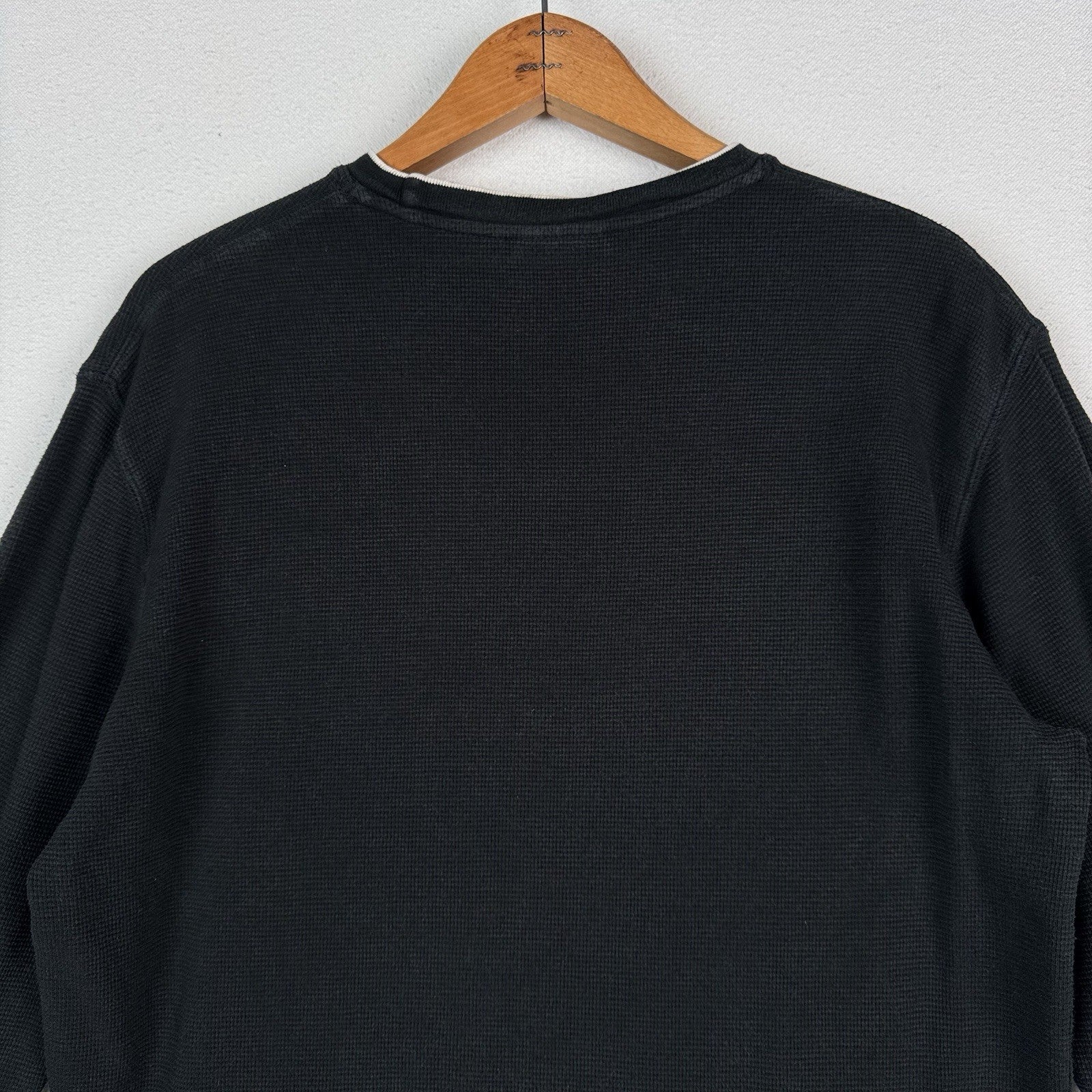 Polo Ralph Lauren Men's Large Thermal Shirt Waffle Knit Black Sleepwear