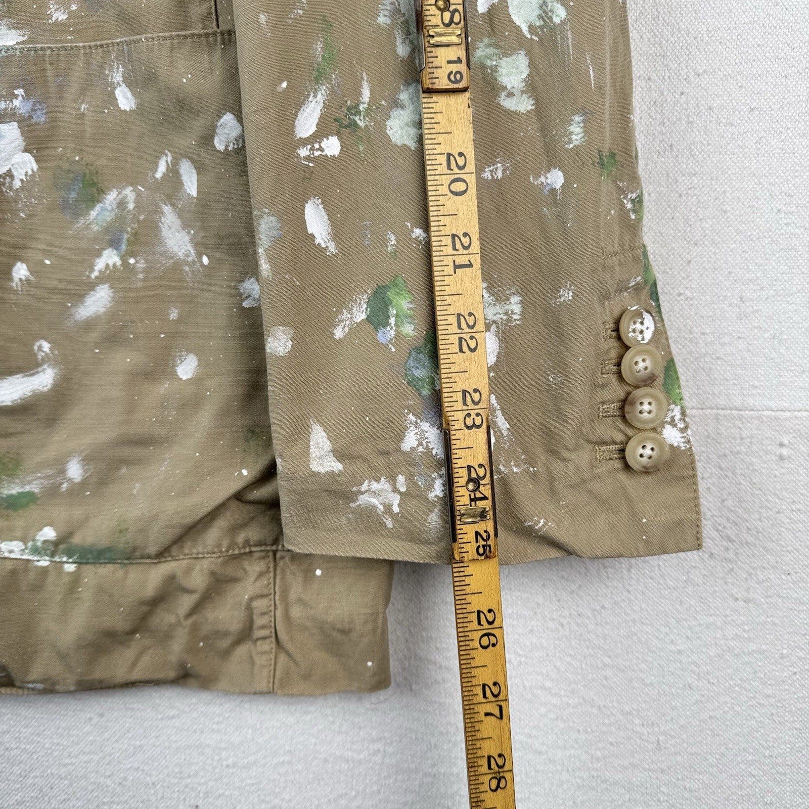 Polo Ralph Lauren Hand-Painted Men’s S Blazer Jacket Cotton Beige Unstructured