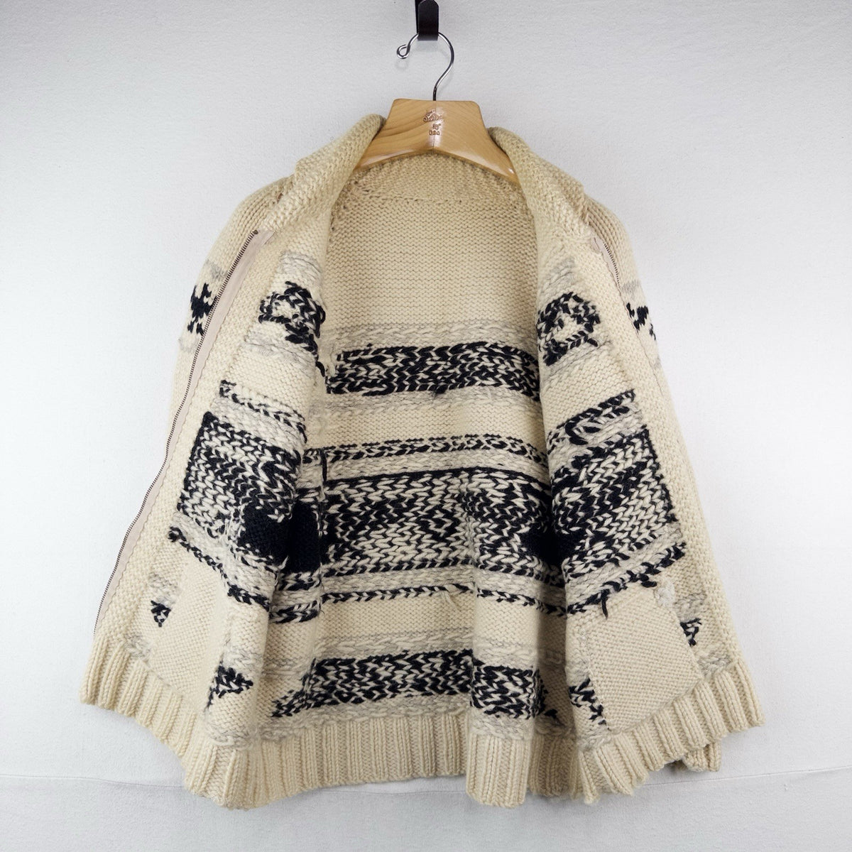 60’s Vtg Cowichan Hand Knit Thunderbird Wool Cardigan Sweater Men’s Large *Read