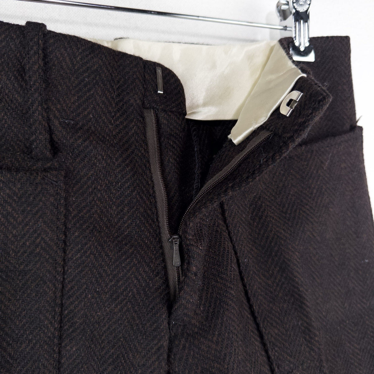 50's Vtg Monarch Mfg Co. Boys Wool Pants 28x28 Brown Herringbone