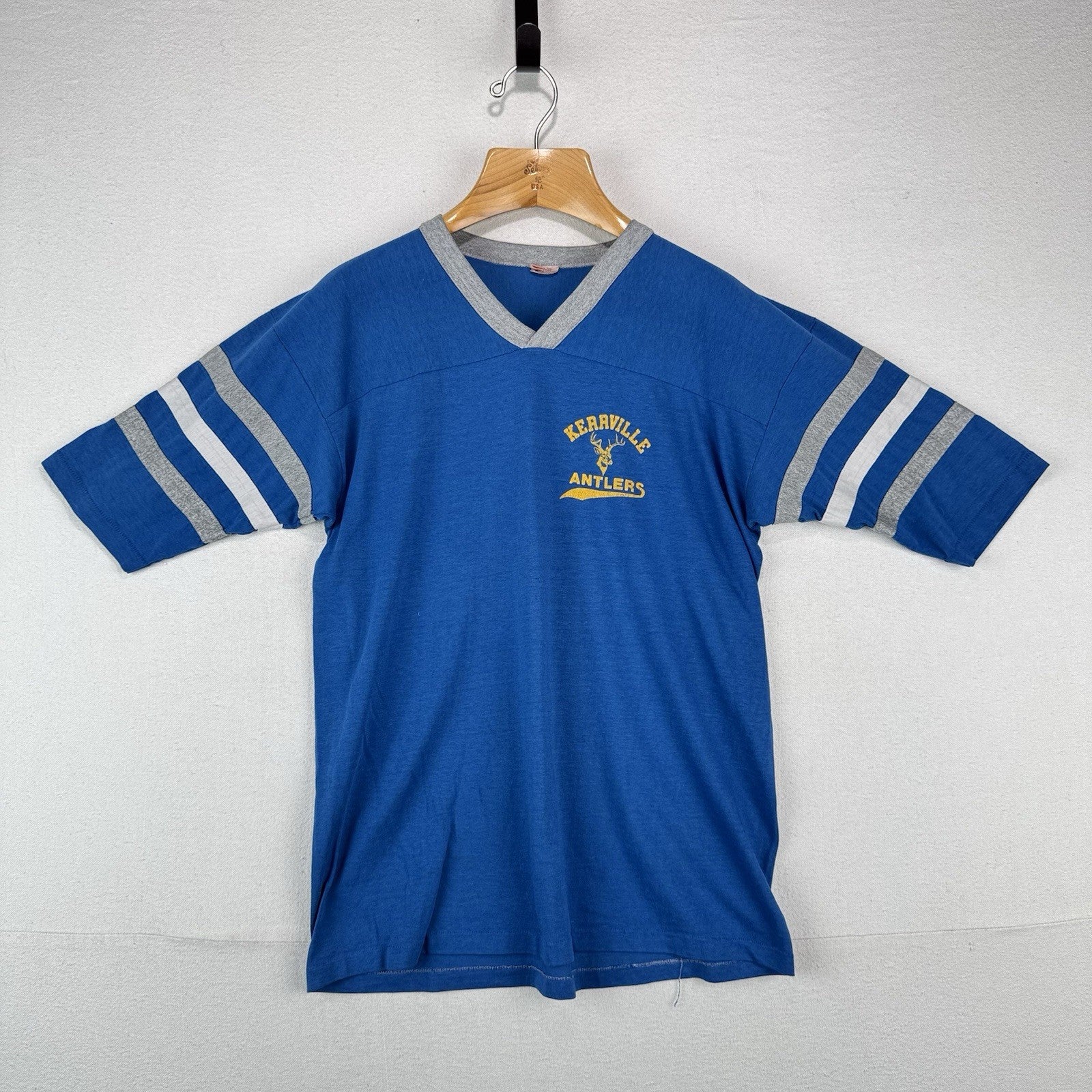 70’s Vtg Kerrville Antlers Tivy High School XL Jersey Shirt V-neck Made in USA