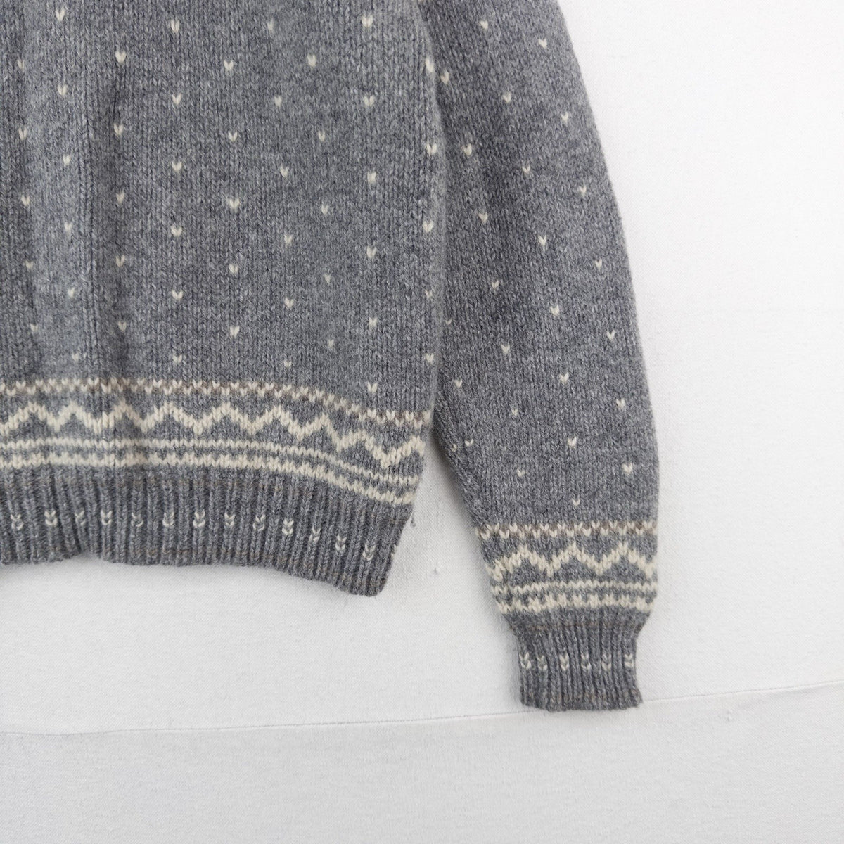 90’s Vtg Cowichan Wool Ski Graphic Fair Isle Sweater Knit Wool Zip Women’s L