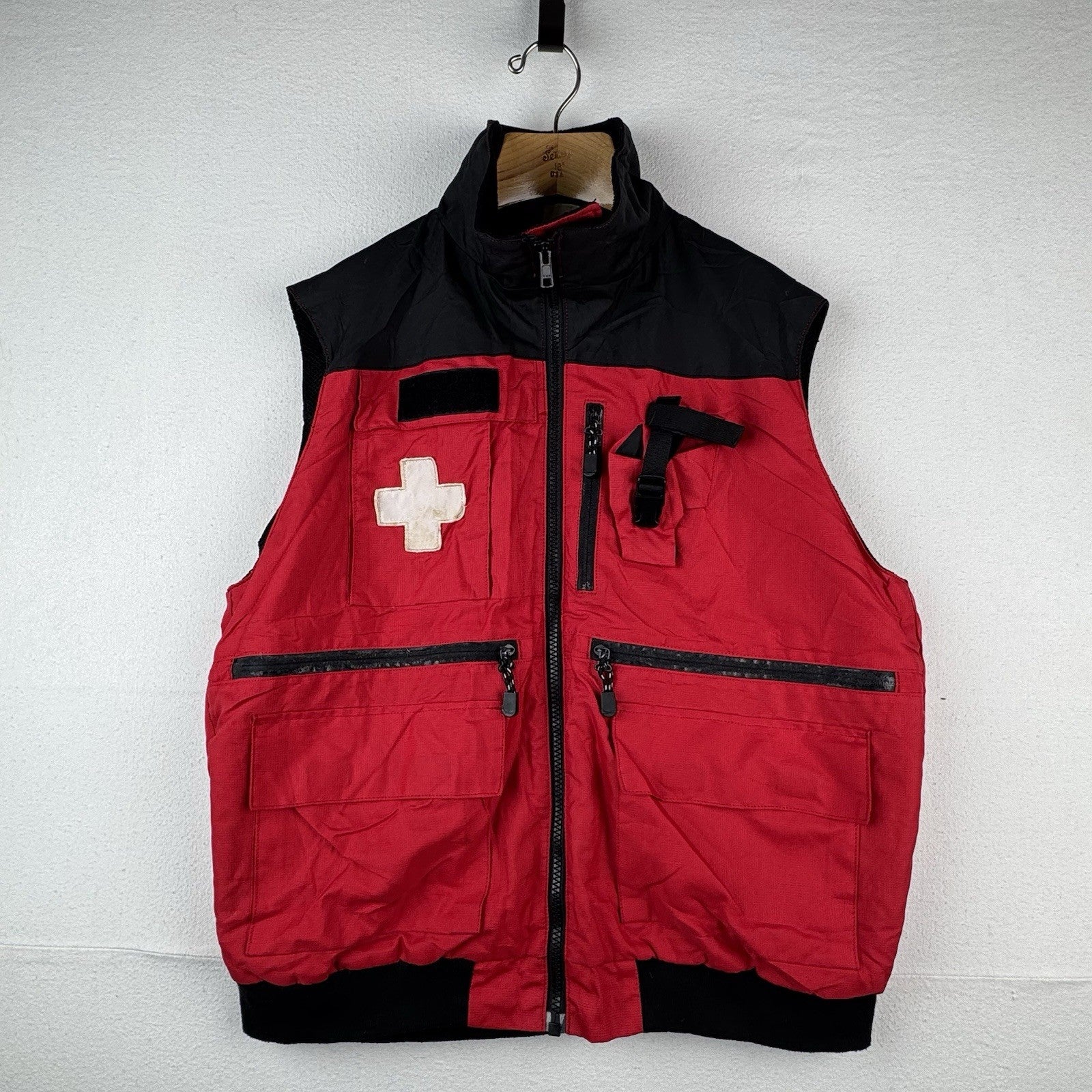 Vintage Ski Patrol Vest Rescue Team Vest Red Black 2XL