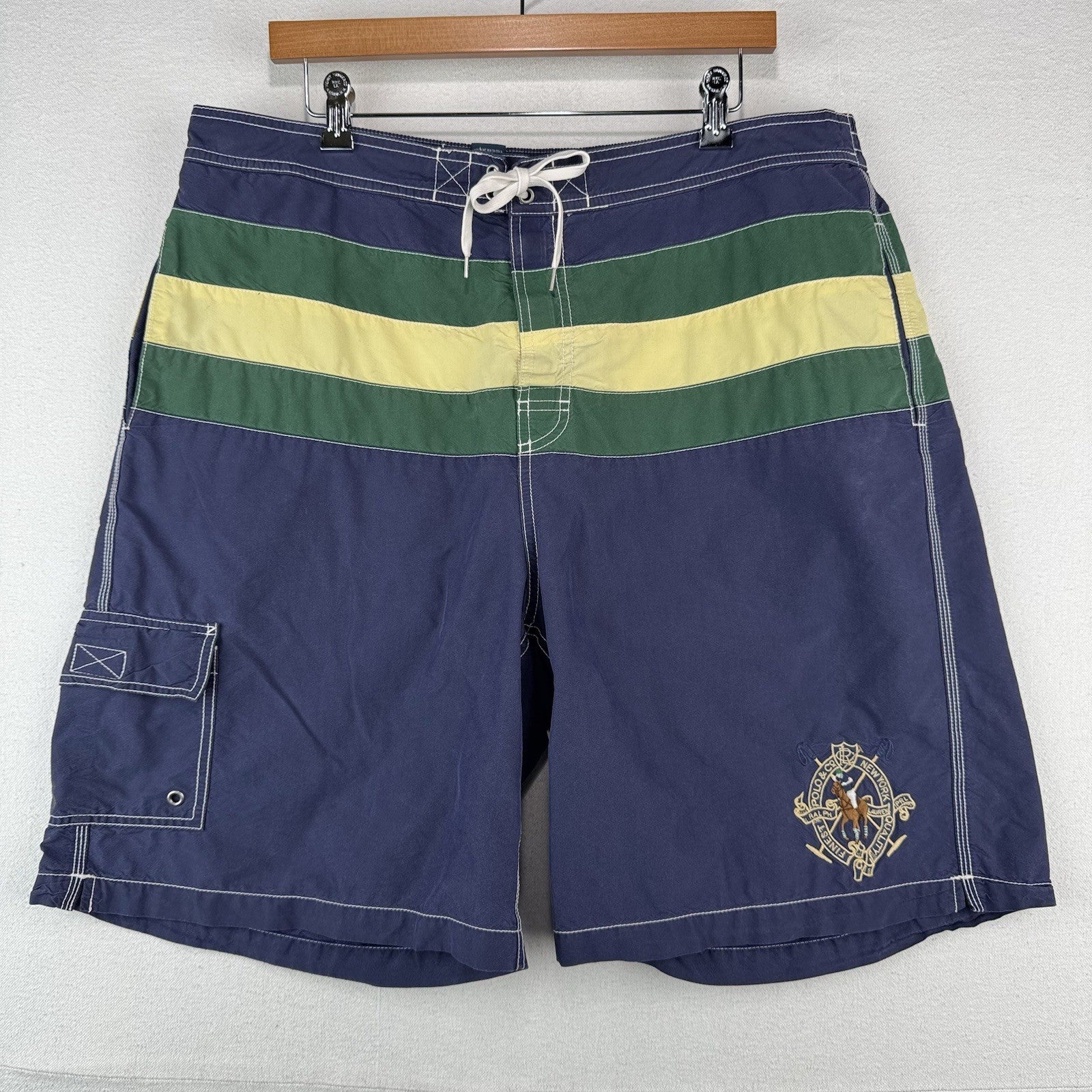 90’s Vintage Polo Ralph Lauren Board Shorts Size 2XL Embroidered Polo Player 9”