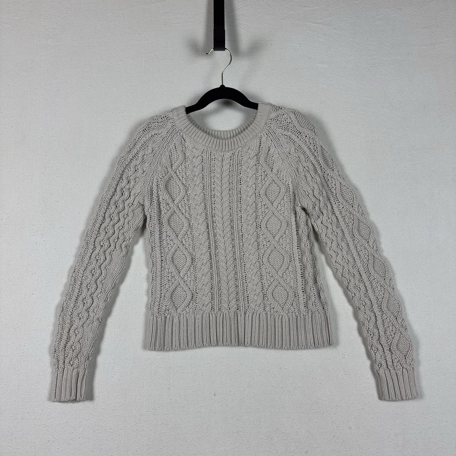 Gap Kids 8Y Cream Cotton LS Cable Knit Pullover Sweater